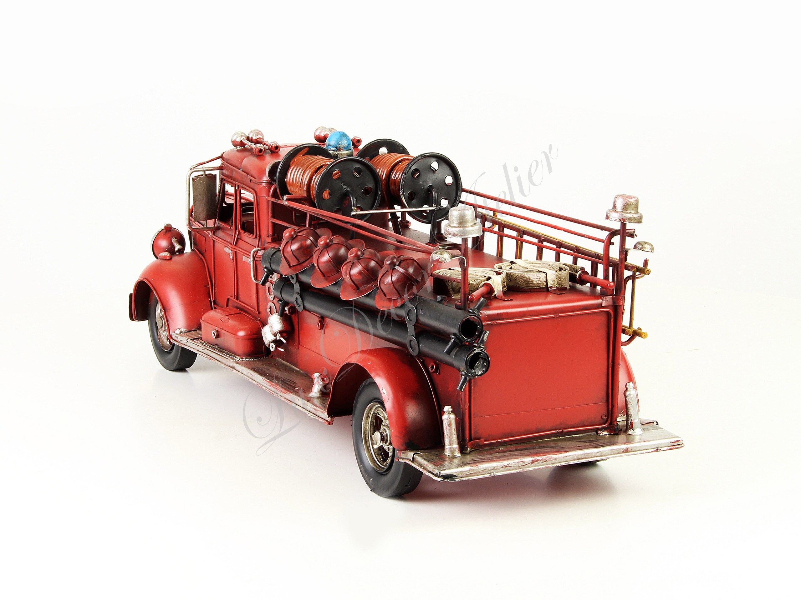 Large 20 Fire Truck Metal Model Vintage Style Toy Red Car Etsy