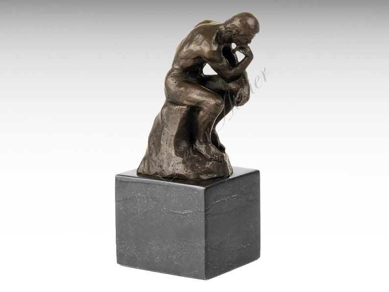 Bronze Sculpture of the Thinker Statue Marble Base Solid Etsy