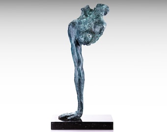 Grande sculpture en bronze de torse féminin, sculpture abstraite, art moderne, statue en bronze, socle en marbre, sculpture en métal à la main, oeuvre d'art pour cadeau de mariage