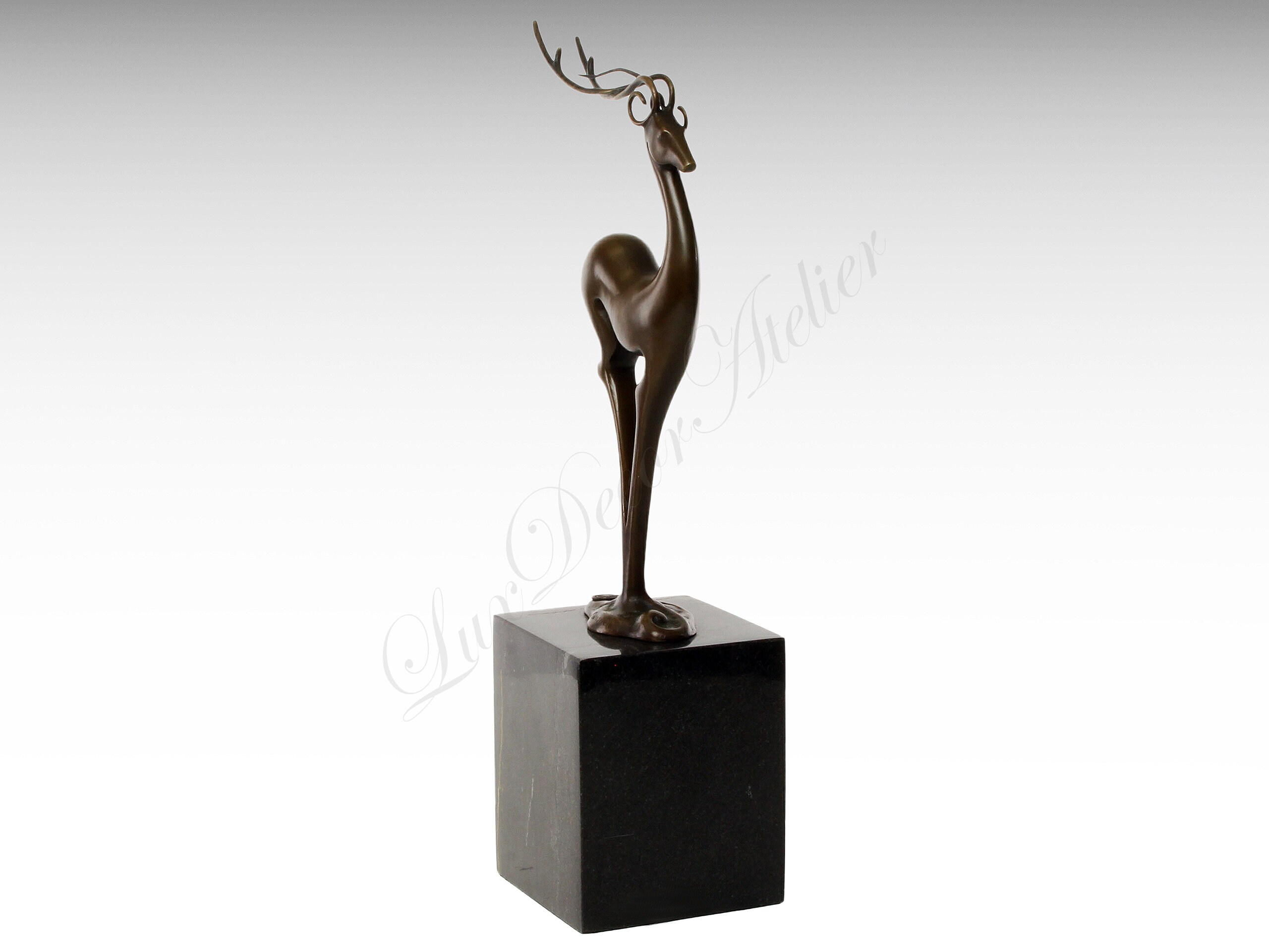 Reindeer Bronze Sculpture Modern Bronze Statue on Marble Base Etsy