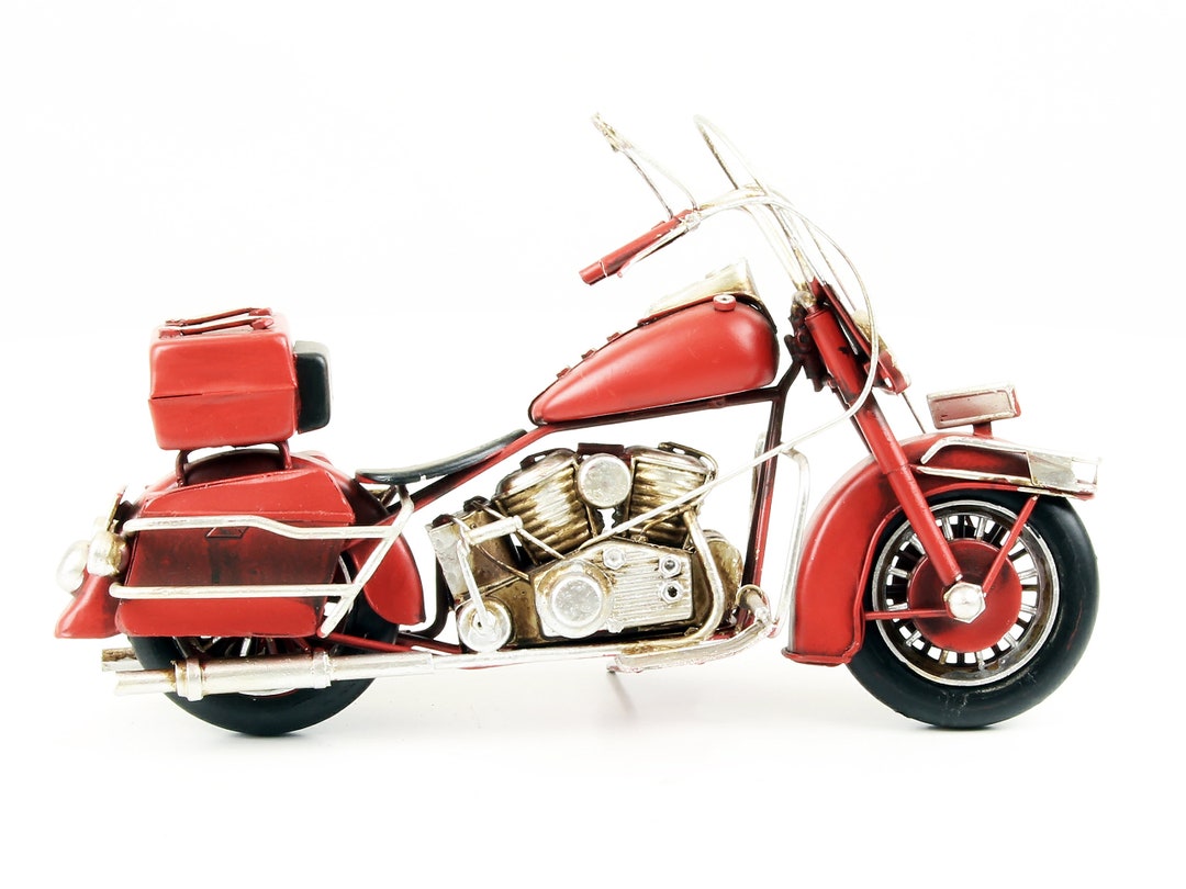 Vintage Chopper Motorcycle Ornament Metal Model Red Metal Etsy