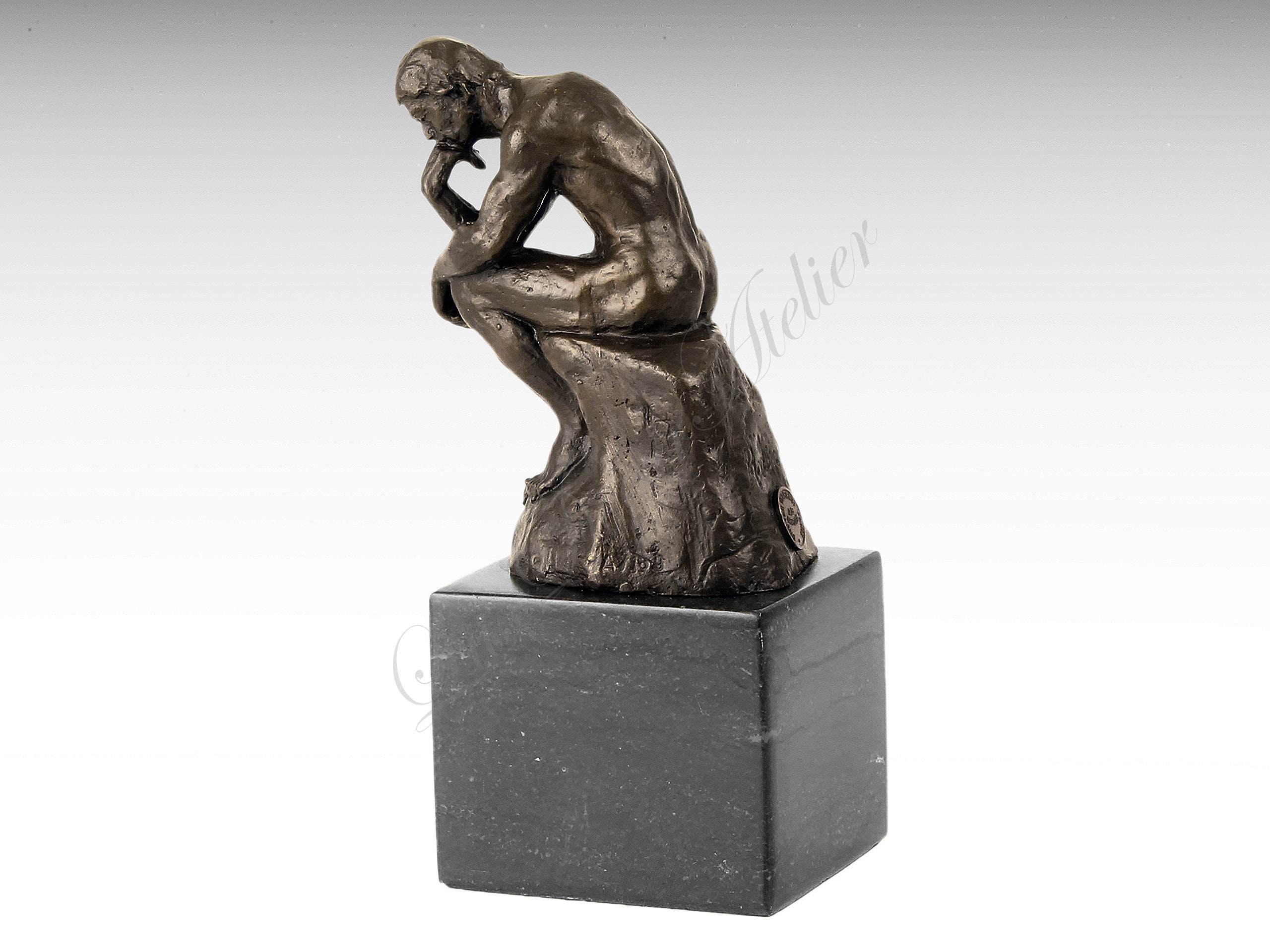 Bronze Sculpture of the Thinker Statue Marble Base Solid Etsy