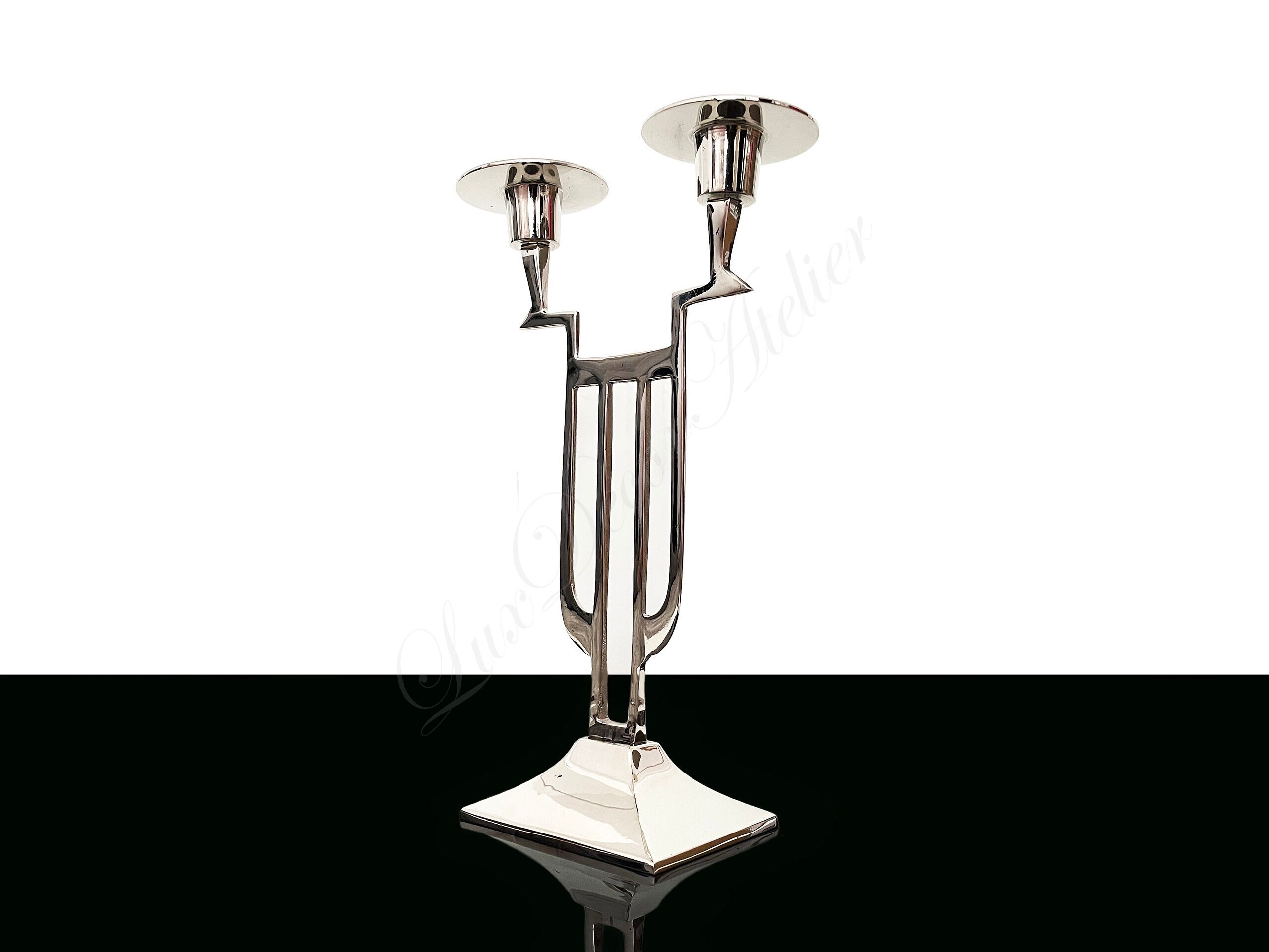 Elegant Aluminium Candle Holder Art Deco Candlestick Holder Etsy