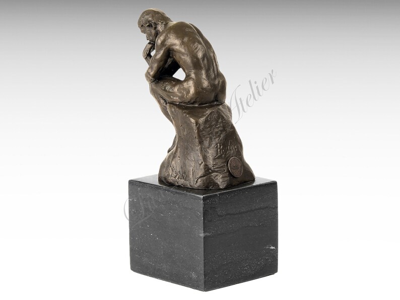 Bronze Sculpture of the Thinker Statue Marble Base Solid Etsy