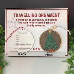 Digital File Travelling Christmas Ornament with Display Sale Stand Glowforge Laser Cut File SVG Download