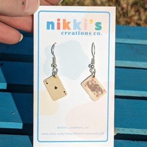 Mini Card Earrings, Hypoallergenic Earrings, Casino Earrings, Playing Card Earrings, Charm Earrings, Gambling, Dangle and Drop, Gift for Her