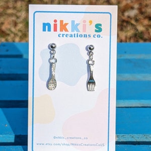 Fork and Spoon Earrings, Hypoallergenic Earrings, Food Earrings, Stud Earrings, Small Earrings, Charm Earrings, Dining