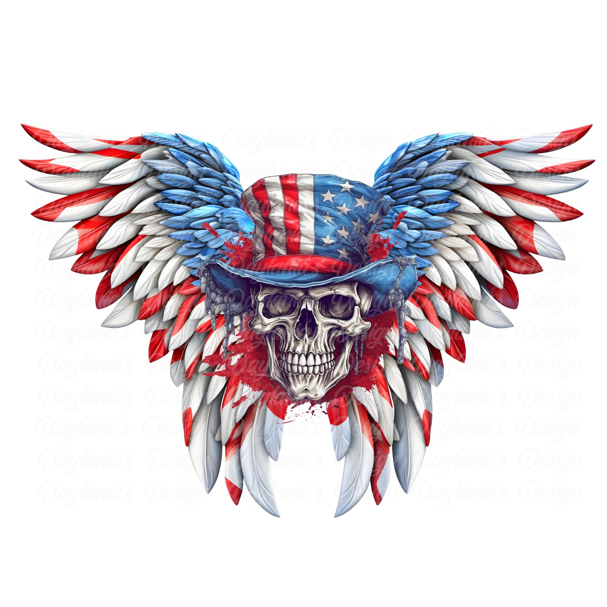 Skull-4th of July-Sublimation PNG