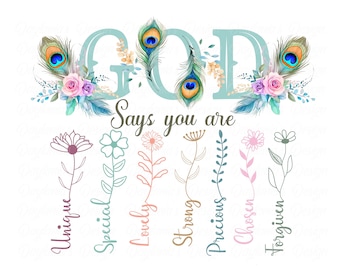 GOD Says you are - PNG Sublimation Design - Christian