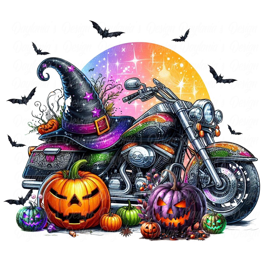 Halloween Motorcycle - Pumpkin - PNG Sublimation Design - Etsy
