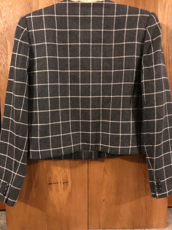 Vintage Ladies Gray Window Pane 100% Pure Wool Bl… - image 2