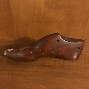 Antique Vintage Mens Size Wooden Shoe Form Display Decoration