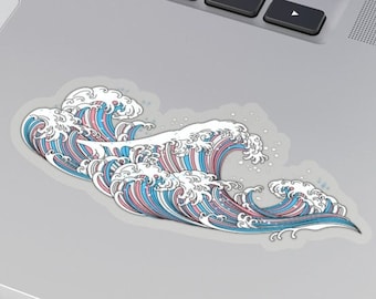 Transgender Sticker, Trans Japanese Art Gift, Ftm Wave Decal, Mtf Flag Present, Subtle Pride Month, LGBTQ Laptop, LGBT Water Bottle