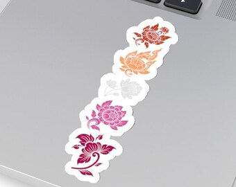 Lesbian Sticker, Flowers Kiss-cut Decal, Subtle Pride Month, Pretty Asian Art LGBT, LGBTQ Waterbottle, Cute Hydroflask, Girlfriend Gift