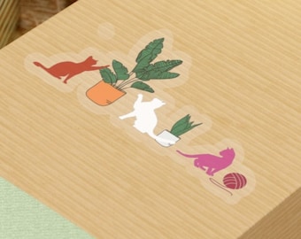 Pegatina troquelada de gatos y plantas lesbianas