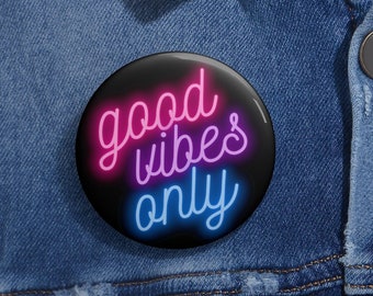 Botón de pin bisexual, solo buenas vibraciones, regalo de colores de la bandera bi, mes del orgullo sutil LGBTQ, bisexualidad discreta, regalo de concientización LGBT queer