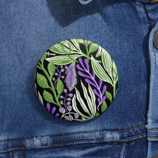 Genderqueer Plants Pin, Gender Queer Flag Button, Nature Art Gift, Nonbinary Visibility Present, Subtle LGBTQ Pride Month, LGBT Awareness
