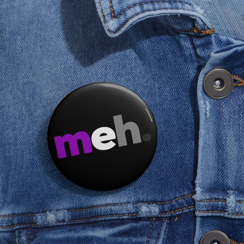Asexual Pin Button, Funny Ace meh Flag Gift, LGBT Subtle Pride Month, LGBTQ Backpack, Queer Gender Neutral Present, Aroace Visibility image 1