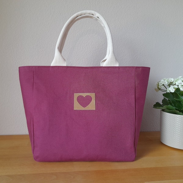 Kleiner Shopper Canvas rotviolett