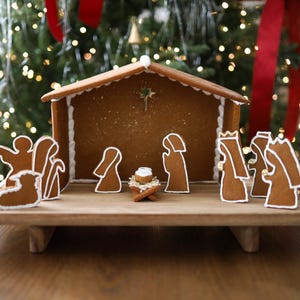 Nativity Gingerbread Template | Printable Manger Pattern | DIY Christmas Baking Activity | Religious Holiday Decor | Digital Download