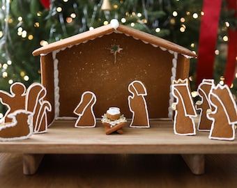 Krippe Lebkuchen Vorlage | Druckbare Krippe Muster | DIY Weihnachtsbackaktivität | Religiöses Feiertagsdekor | Digitaler Download