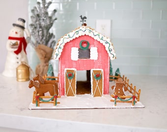 Barn [Gingerbread Template] with Horses