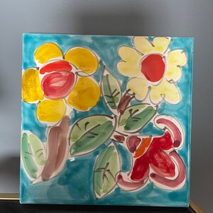 Hand painted ceramic Italian tiles (set of 2)