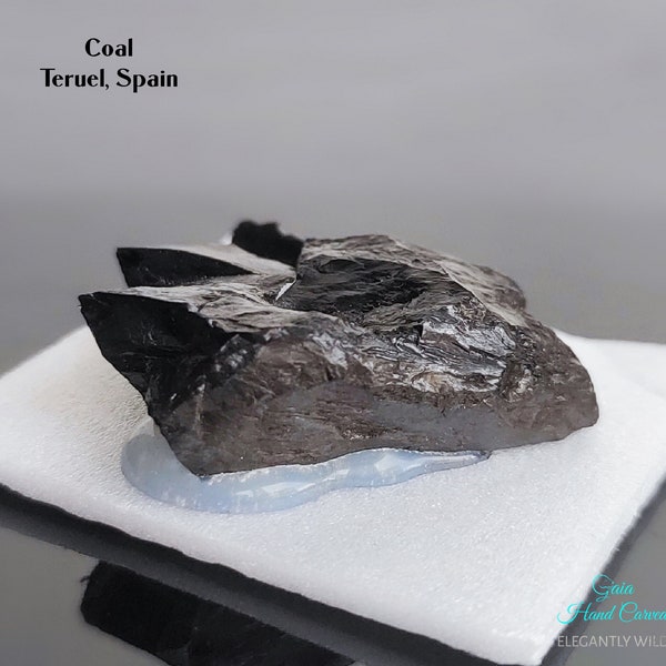 Rough coal, raw coal, gift of mineral and rocks for geologists, raw stone black coal piece for learning, natural coal from Teruel Spain