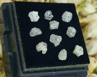 Rohdiamant mit Loch, konfliktfreier Diamant, Edelstein für Schmuck, echte lose Diamanten ungeschliffen, Schachtel mit 5 oder 10 Rohdiamanten