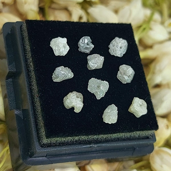 Raw diamond with hole in it, conflict free diamond beads gemstone for jewelry, genuine loose diamonds uncut, boxes of 5 or 10 rough diamonds