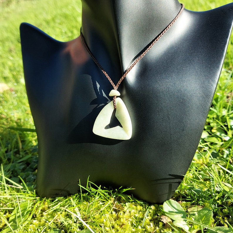Guatemalan Jadeite Jade Triangle Necklace Adjustable Rope Etsy