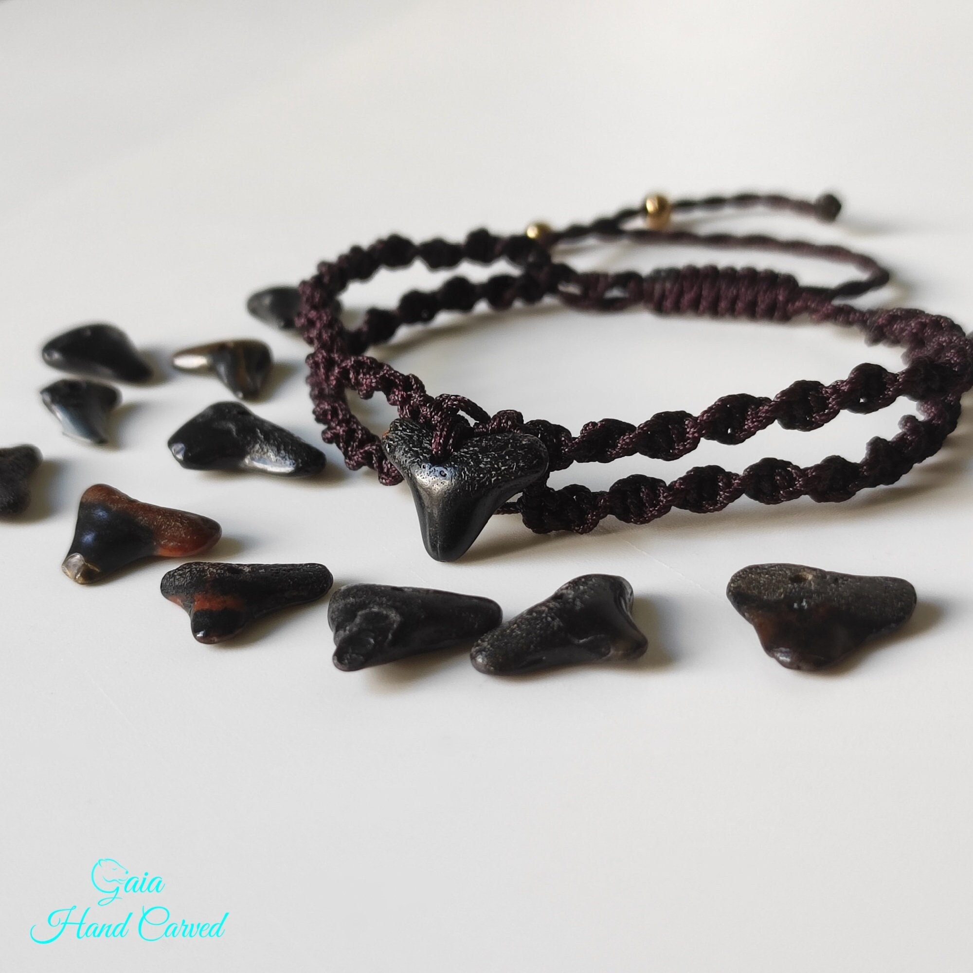 Shark Tooth Bracelet, Fossil Shark Tooth Jewelry, Macrame Shark Tooth Bracelet, Fossil Shark Tooth Jewelry, Macrame