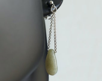 Guatemalan jade earrings, dangle and drop 925 sterling silver earrings, hand-carved stone jadeite jewelry, natural crystal jade jadeite gift