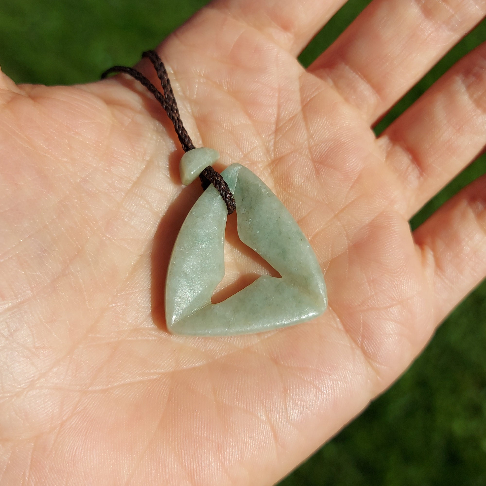 Guatemalan Jadeite Jade Triangle Necklace Adjustable Rope Etsy