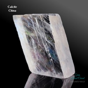 Calcita áspera Islandia Spar, Islandia Spar óptica natural, cristal de calcita de birrefringencia cruda, caja de piedras preciosas regalo para los amantes de los minerales