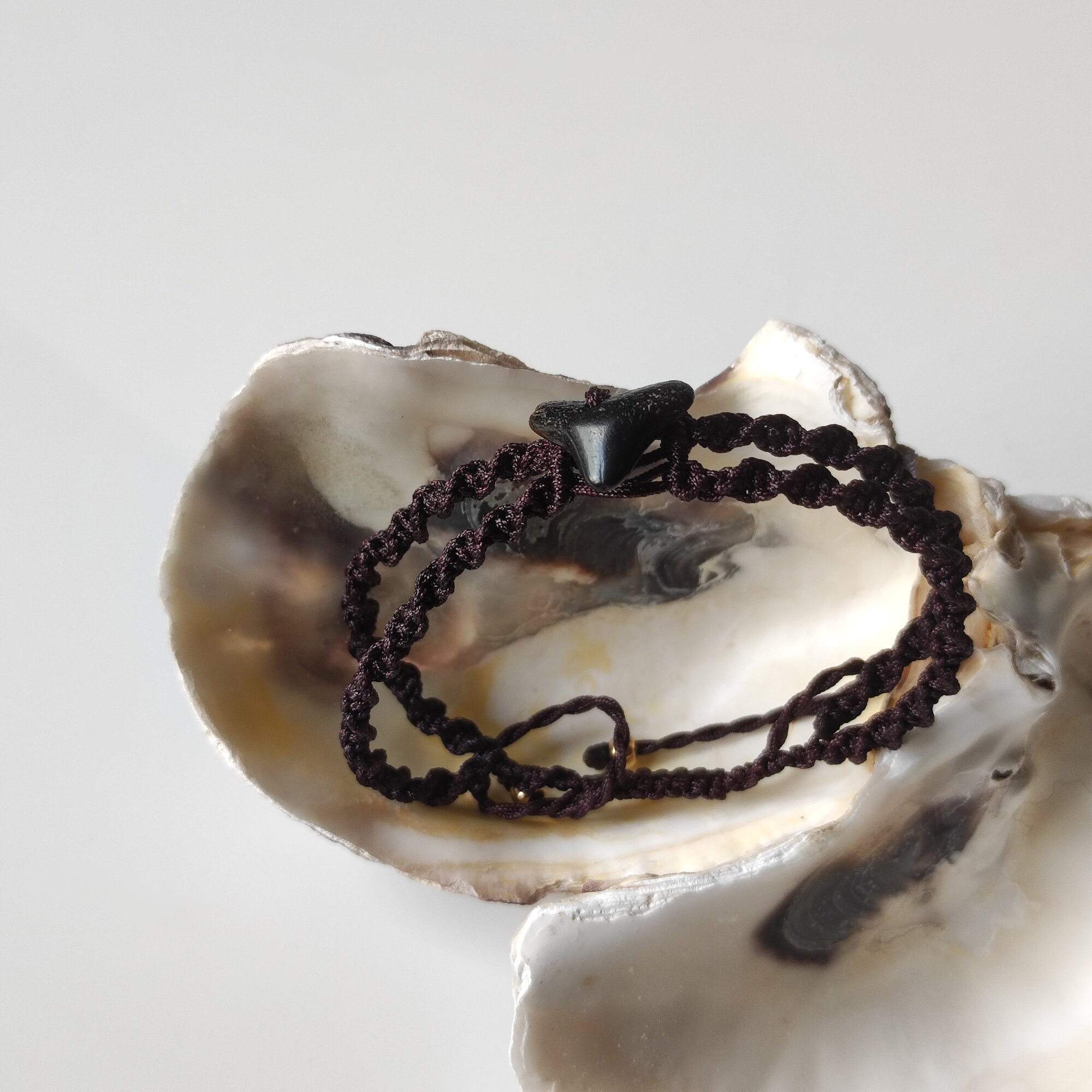 Shark Tooth Bracelet, Fossil Shark Tooth Jewelry, Macrame Shark Tooth Bracelet, Fossil Shark Tooth Jewelry, Macrame