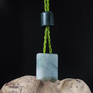 Guatemalan jadeite jade pendant, contemporary bohemian jade cord necklace, hand-carved stone pendant, jaguar jadeite jade with natural crust