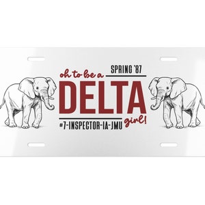 Vanity Plate, Sorority Sister Gift, Delta Gift, Greek Life Car Decor, Personalized License Plate, Custom Car Tag, Elephants