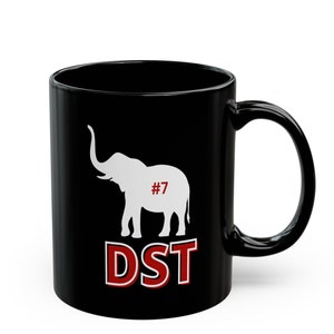 Personalized DST and White Elephant 11oz Black Mug, Personalized pledge stats, Deltaversary Mug, Secret Santa mug, Stocking stuffer