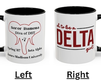Delta Girl Color Accent Coffee Mug, Custom Sorority Gift
