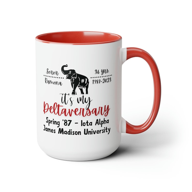 Personalized Deltaversary Coffee Mug, 11oz and 15oz Tea Mug, DST Gift, Line Sister Celebration image 2