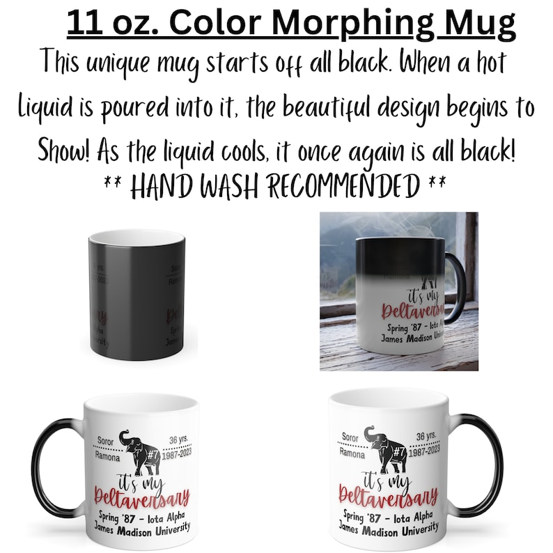 Personalized Deltaversary Coffee Mug, 11oz and 15oz Tea Mug, DST Gift, Line Sister Celebration 11 oz color morphing