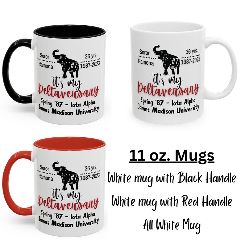 Personalized Deltaversary Coffee Mug, 11oz and 15oz Tea Mug, DST Gift, Line Sister Celebration image 4