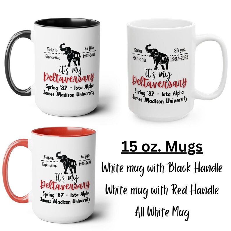 Personalized Deltaversary Coffee Mug, 11oz and 15oz Tea Mug, DST Gift, Line Sister Celebration image 5