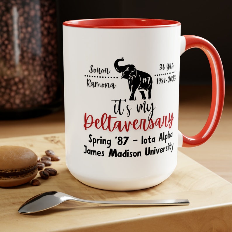 Personalized Deltaversary Coffee Mug, 11oz and 15oz Tea Mug, DST Gift, Line Sister Celebration image 1