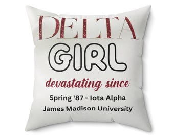 Personalized Delta Girl Pillow, Custom DST Sorority Decor, Greek Sister Gift