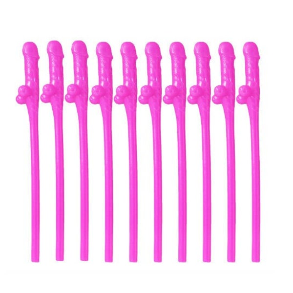 Hot Pink Penis Straws (10 Pack)