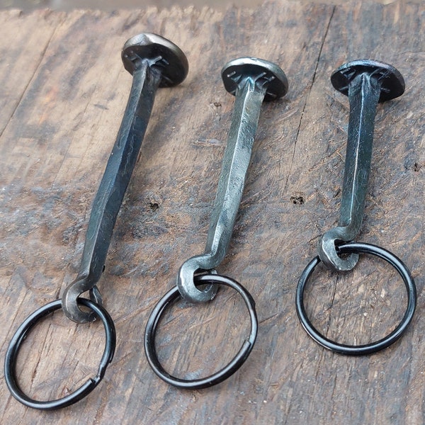 Hand forged nail key ring - ideal gift for folks who like nails! Original Hand Forged Belper Nail