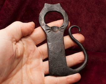 Hand Forged Cats Whiskers Bottle Opener - Blacksmith Made, Solid Steel, Beer, BBQ, Groomsman, Gift, Party, Fathers Day, Birthday, Man Cave