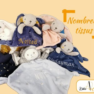 Personalized rabbit, moon and bear comforter